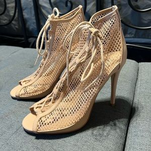 Call It Spring “Khloee” mesh heels - Bone/Nude